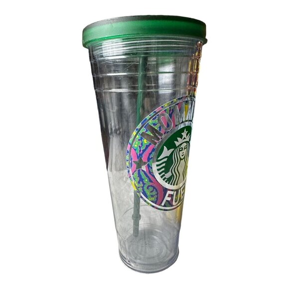 "Mommys Fuel" Starbucks-Style Clear Tumbler With Green Lid & Straw Reusable 24 O - Picture 3 of 11